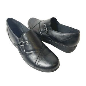 Baretraps Shoes Womens Size 11 M Black Faux Leather Comfort Casual Slip On Wedge